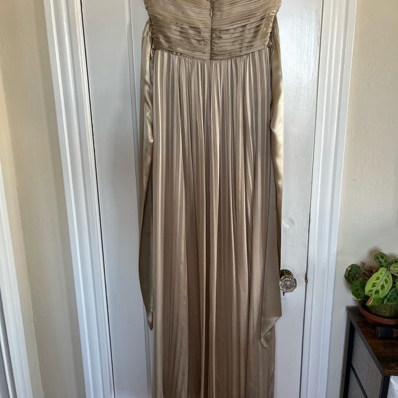 BCBG Maxazria Chiffon champagne floor length dress size 2 - Picture 3 of 8